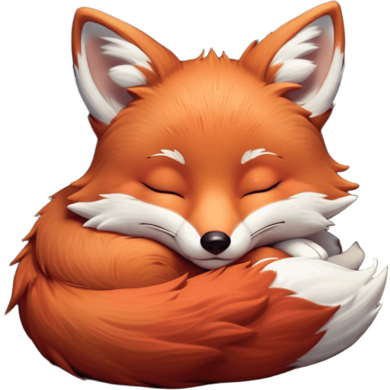 Meme-Worthy Cute Sleeping Fox Portrait Emoji, Head resting peacefully with a contented smile, showcasing a lithe build and a luxuriously soft red Fur with gentle white accents, eyes shut in a serene, restful nap, Simplified yet hilariously adorable features, highly detailed, glowing with a soft, drowsy light, high shine, relaxed and utterly lovable, stylized with an air of playful laziness, bright and heartwarming, soft glowing outline, capturing the essence of a comically sleepy fox, so meme-worthy it feels like it could instantly become the next viral sensation of adorable woodland slumber! emoji