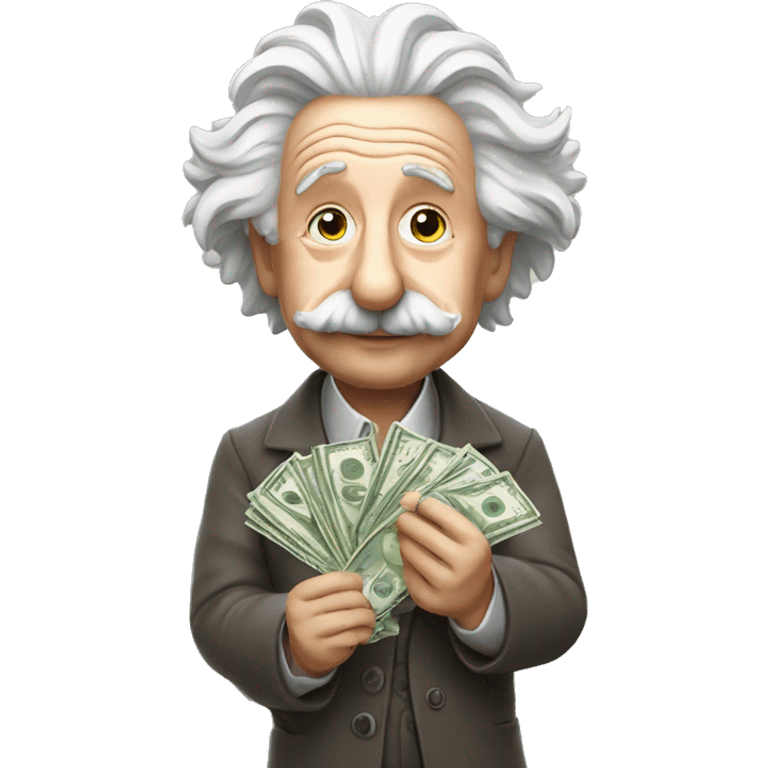 Albert Einstein holding money in his hand emoji