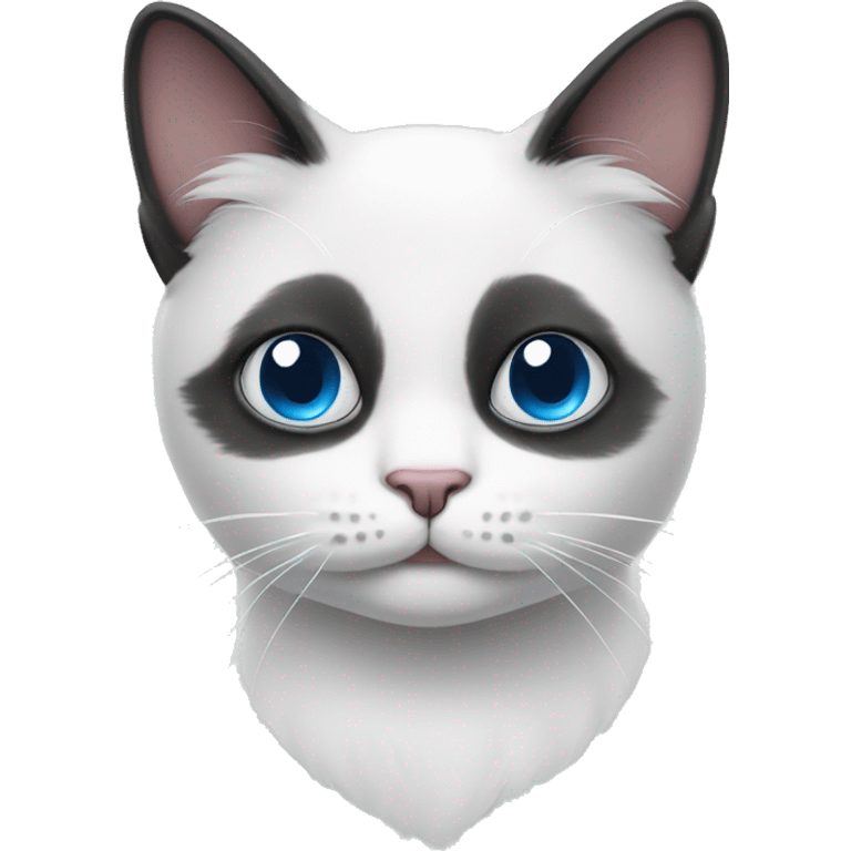 white cat with two different colored eyes with a mustache emoji