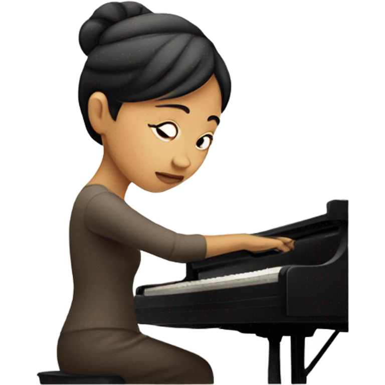 Asian woman playing piano emoji