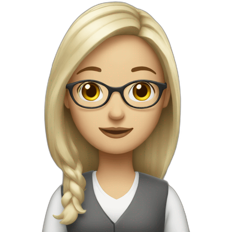 white woman student with books emoji