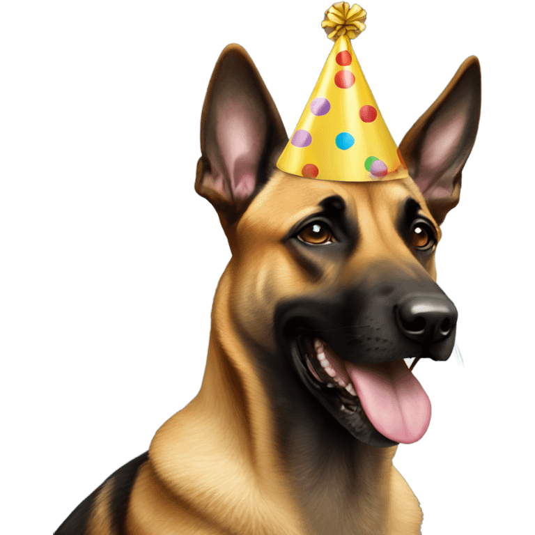 Malinois with Birthday hat emoji