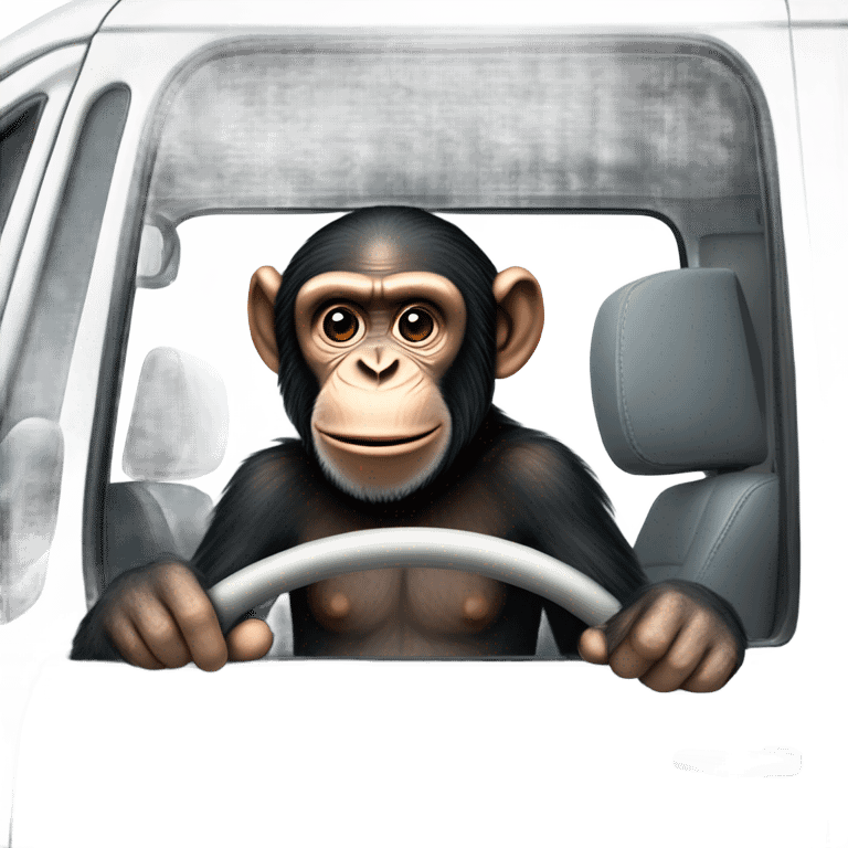 Chimp driving a white van emoji