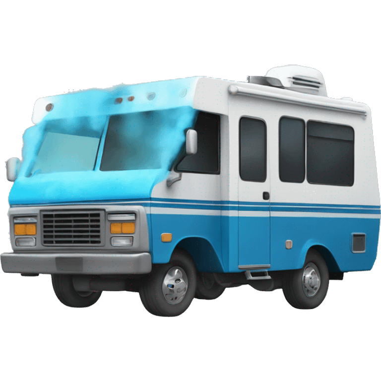 create recreational vehicle from breaking bad with blue smoke coming out emoji