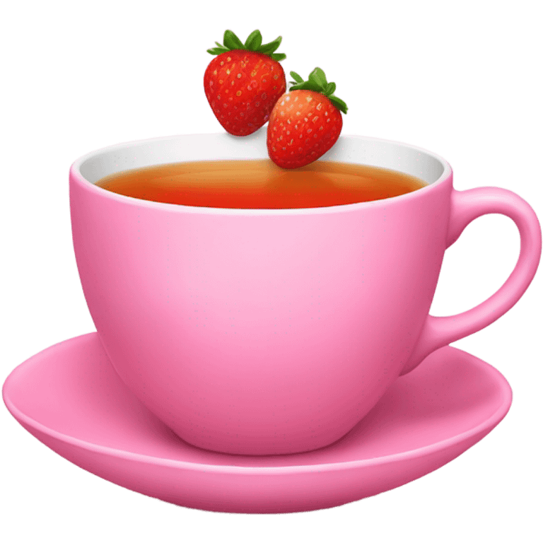 Pink tea cup filled with strawberry tea emoji