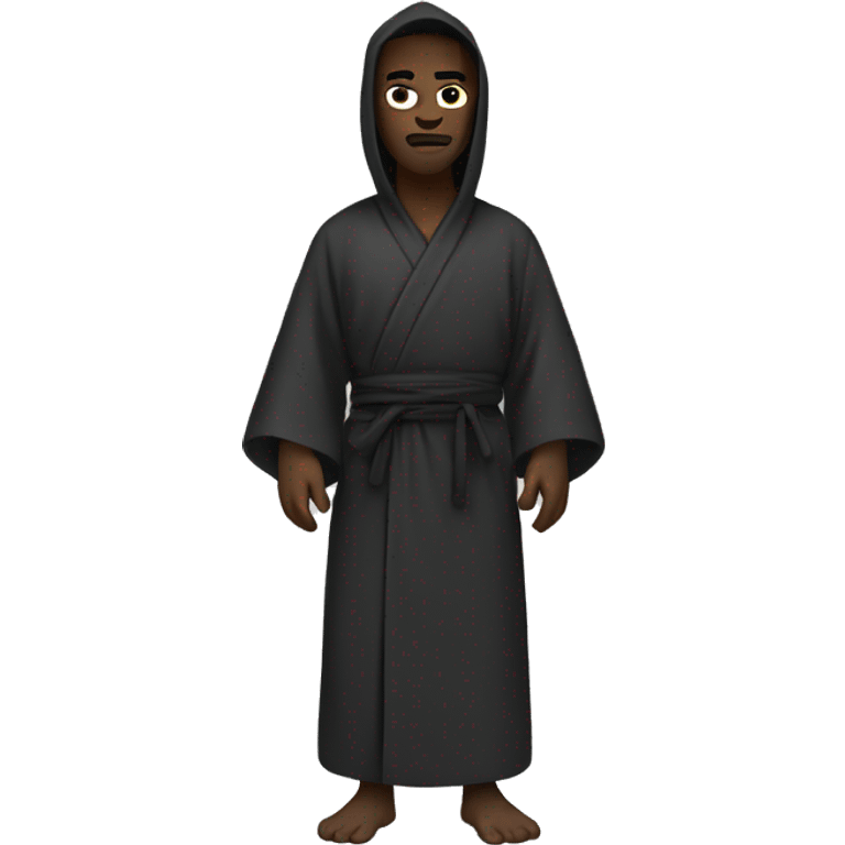 a black man with a ninja mask wearing a robe, full body emoji