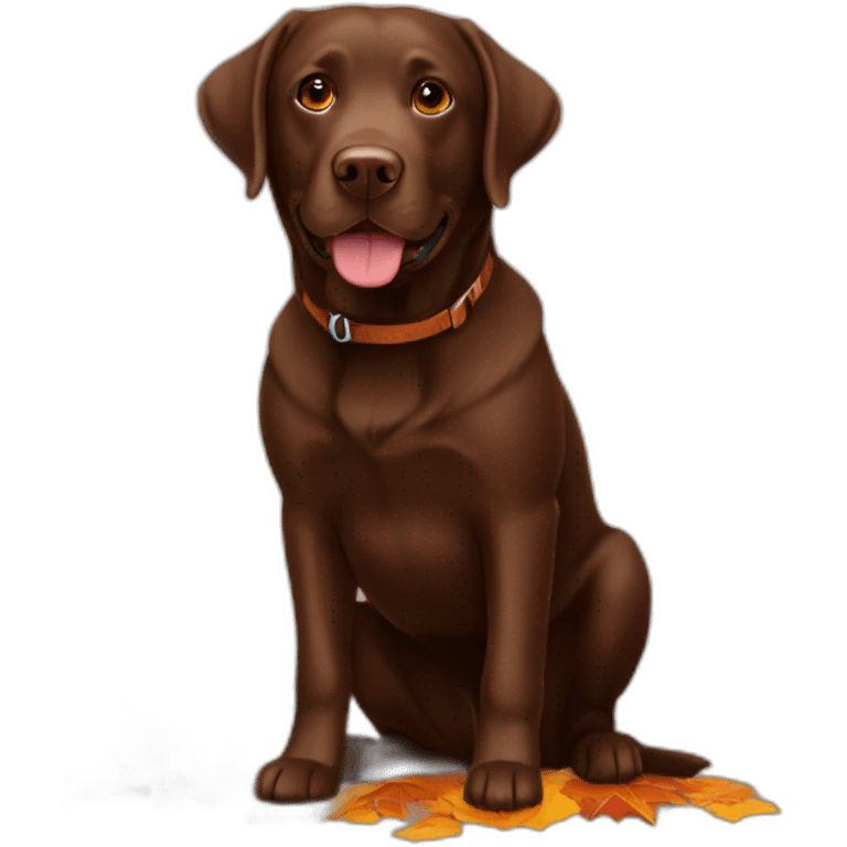 Chocolate labrador autumm season emoji