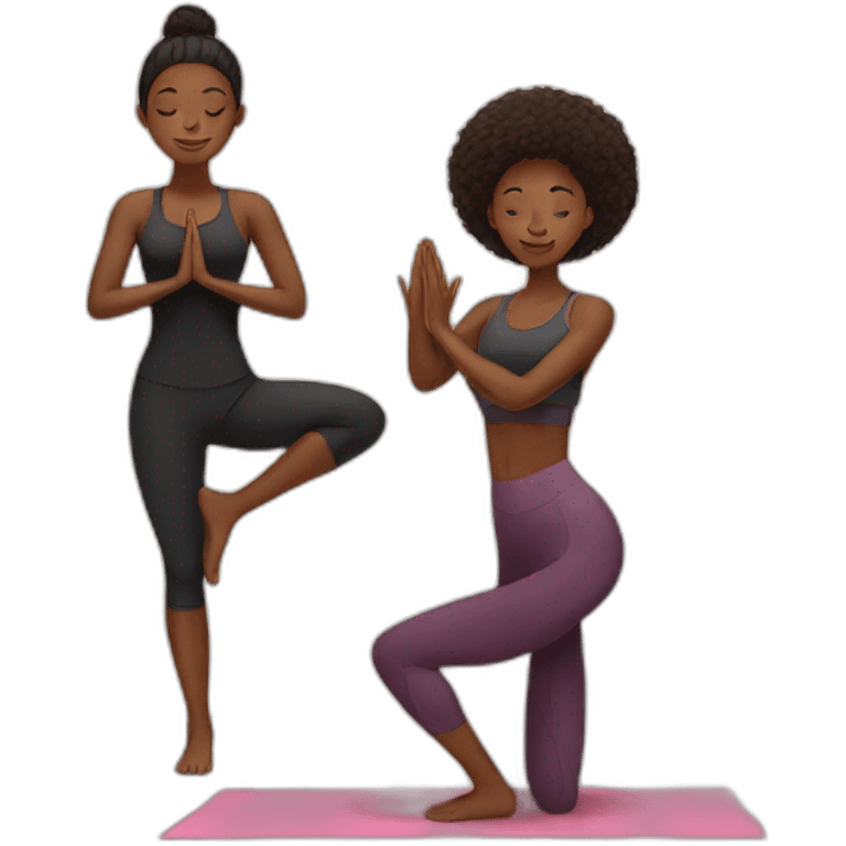 Black Couple doing yoga emoji