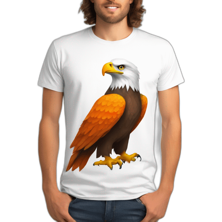 Eagle with tee shirt white orange emoji