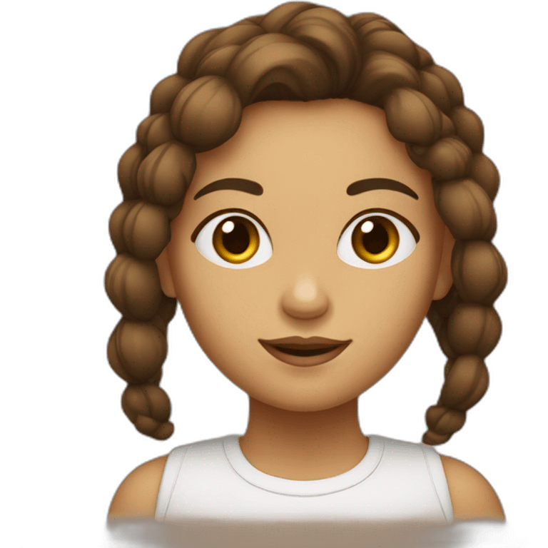 Menina branca com olhos grandes e cabelo marrom emoji