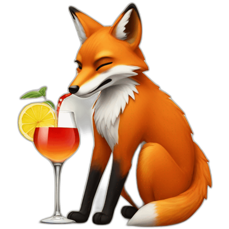 Fox drinking cocktail emoji