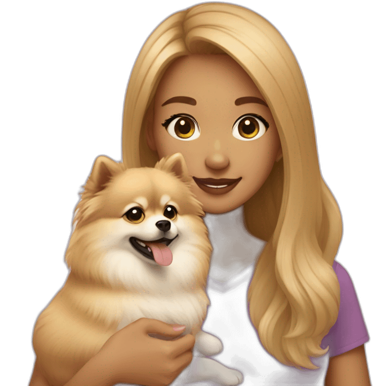 light-skinned-girl-petting-pomeranian emoji