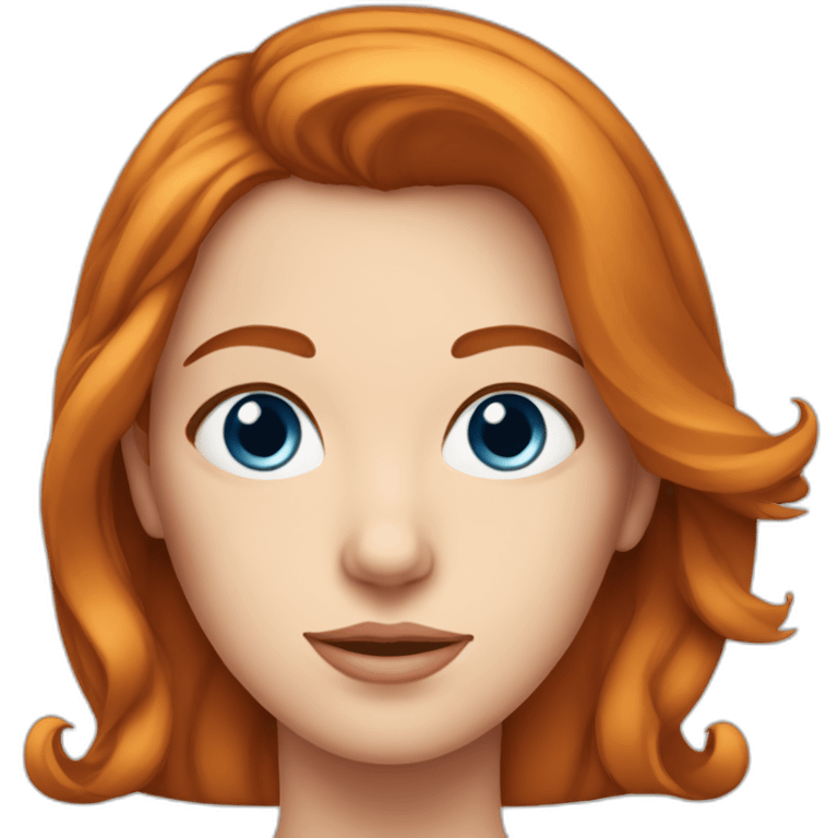 Femme rousse avec chat blanc aux yeux bleu emoji