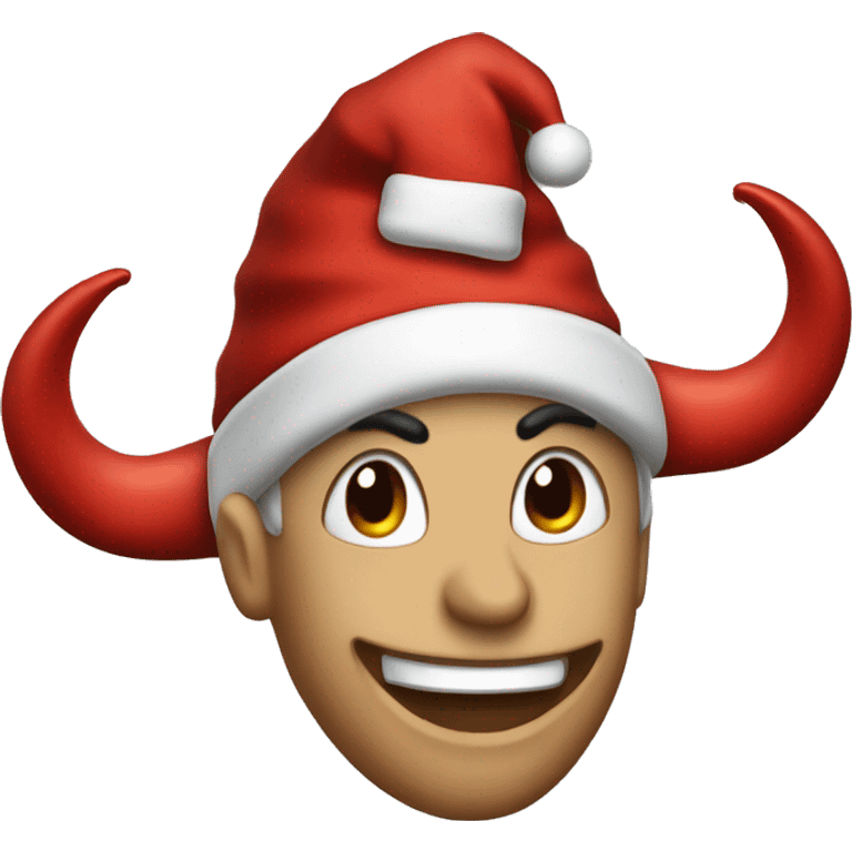 Devil horns christmas hat lips emoji