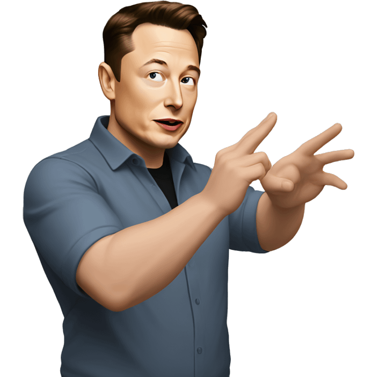 elon musk is pointing his hands on his right emoji