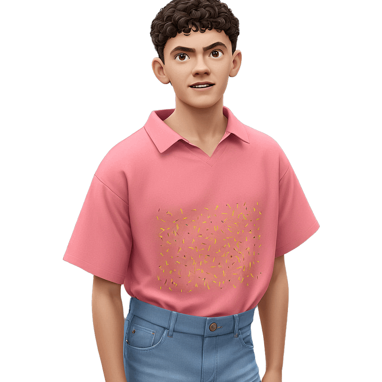 boy in pink shirt outdoors emoji