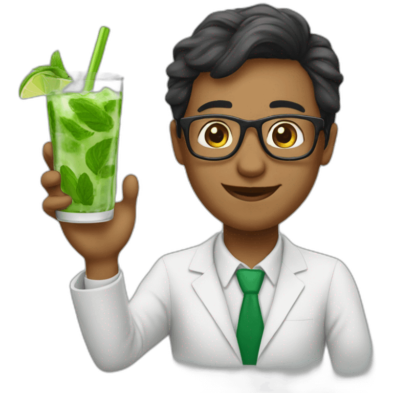 teacher whith glasses drinks mojito emoji