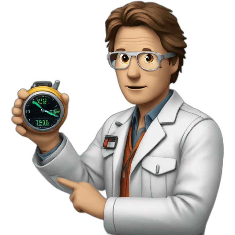 Back to the future Doc checking the time emoji