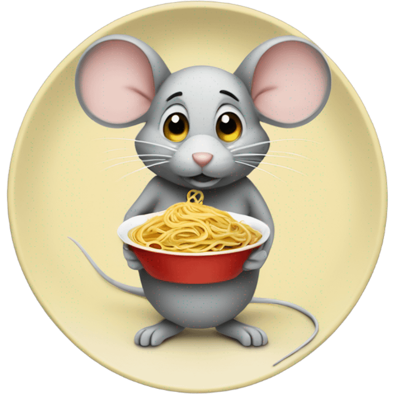 mouse holding a plate of spaghetti  emoji