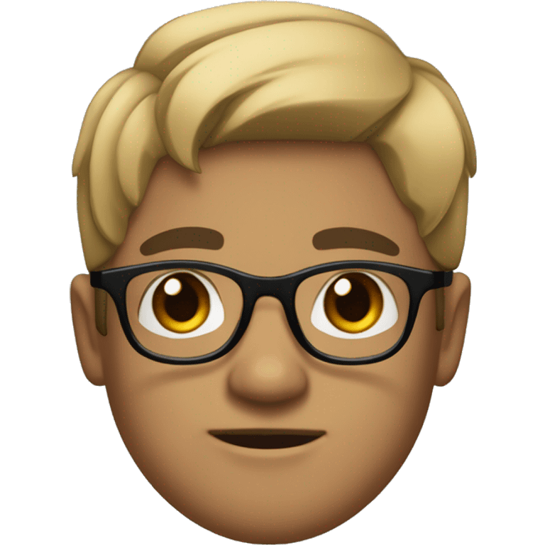 young, with transparent square glasses, black hair combed to the side, a little wavy, a mole on his cheek, light brown skin, black eyes, a thin face and medium-sized ears. emoji