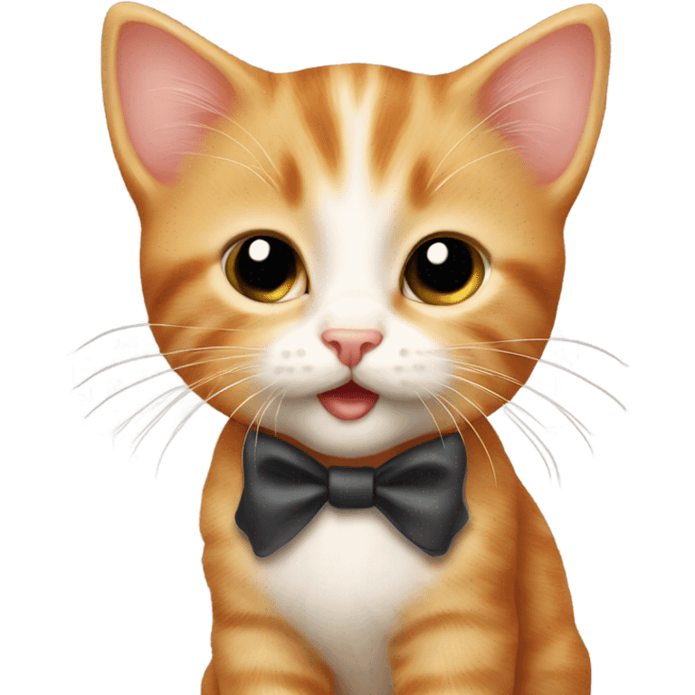 ginger kitten with a bow and shiny eyes and shiny nose emoji