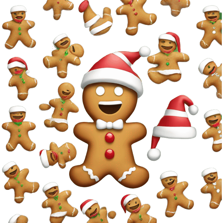 Gingerbread man wearing Santa hat emoji