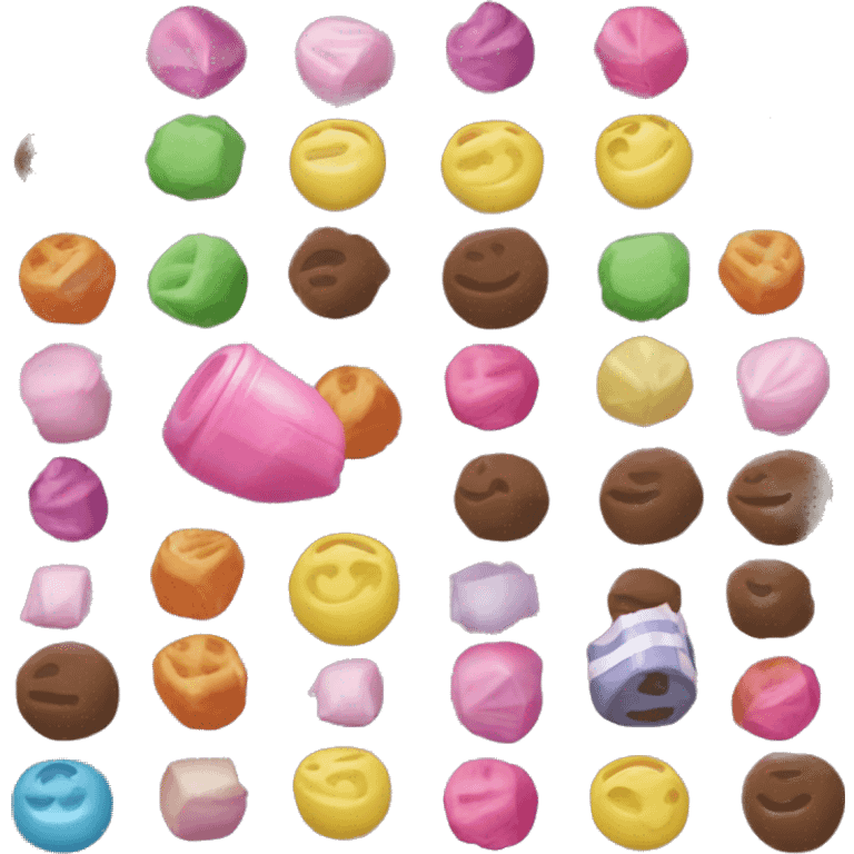 paquet de bonbons dans une poubelle emoji