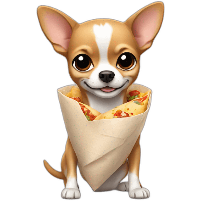 a chihuahua dog holding a burrito emoji