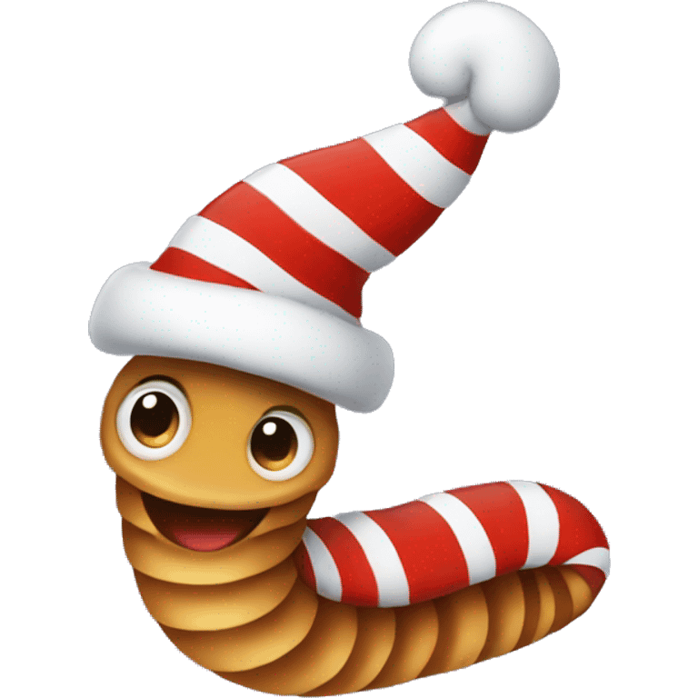 Worm with Christmas hat emoji