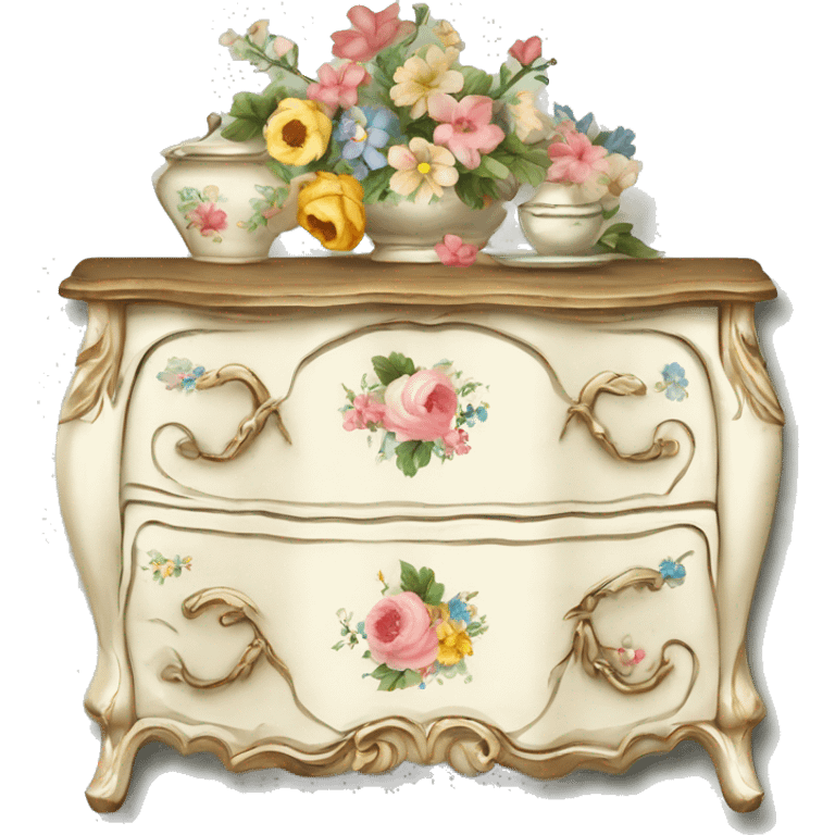 vintage rococo dainty floral dresser emoji