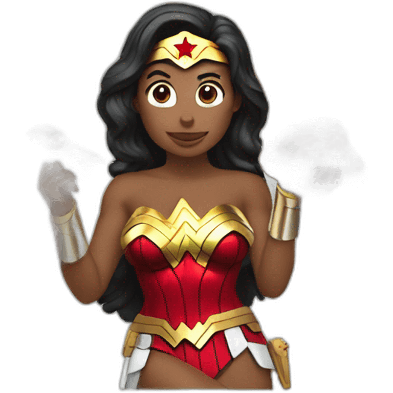 Wonder woman eating chicken emoji