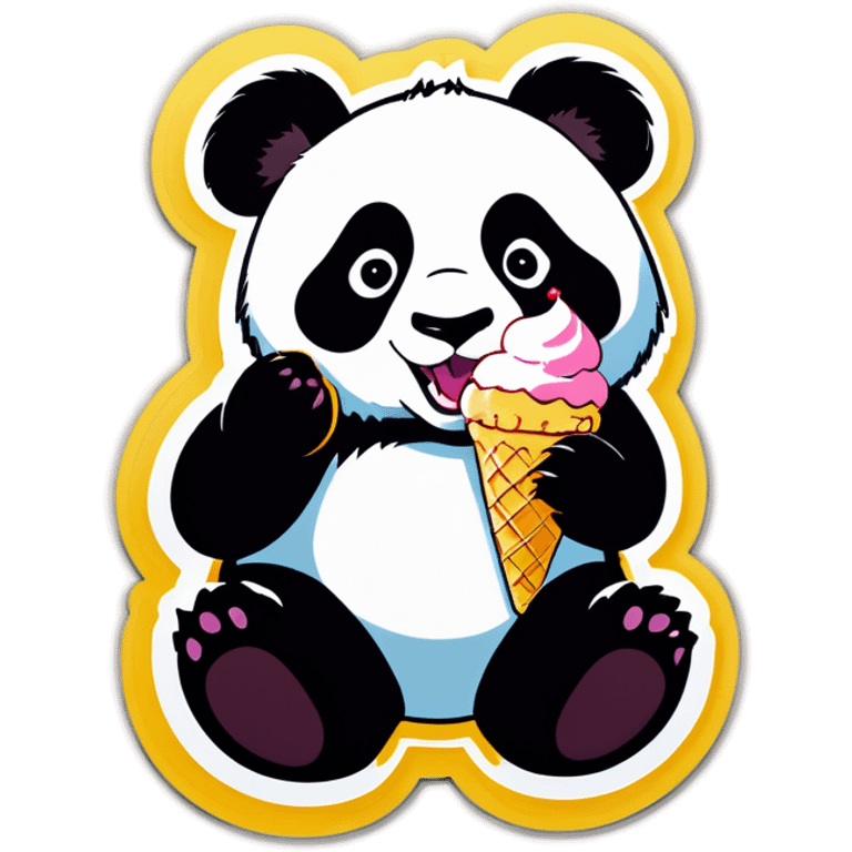 Panda eating ice cream emoji