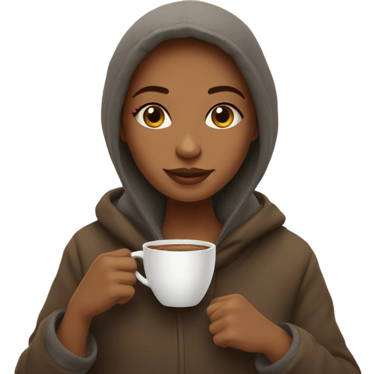 cozy girl with coffee emoji