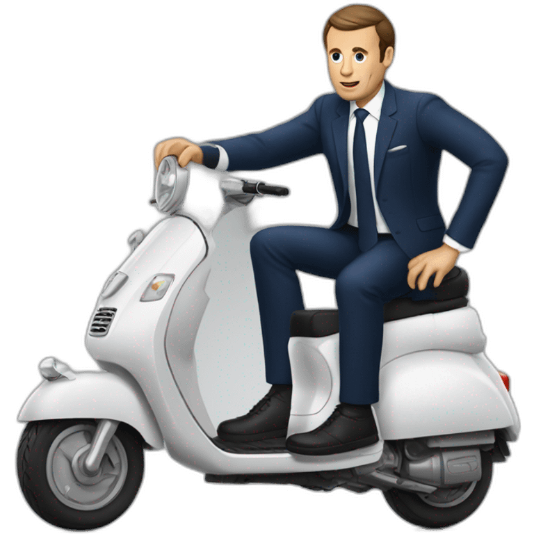 Macron qui canbre en scooter emoji