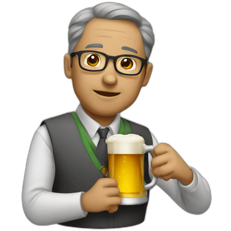 A professor is drinking beer. emoji