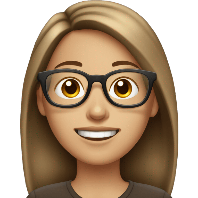 white girl with brown hair and glasses, side profile to the left with her mouth open emoji