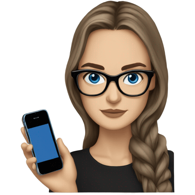 Photo of elegant Keira Knightly long hair wearing black glasses and blue eyes on cellphone  emoji