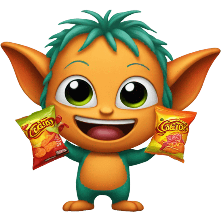 Gremlin with hot Cheetos  emoji