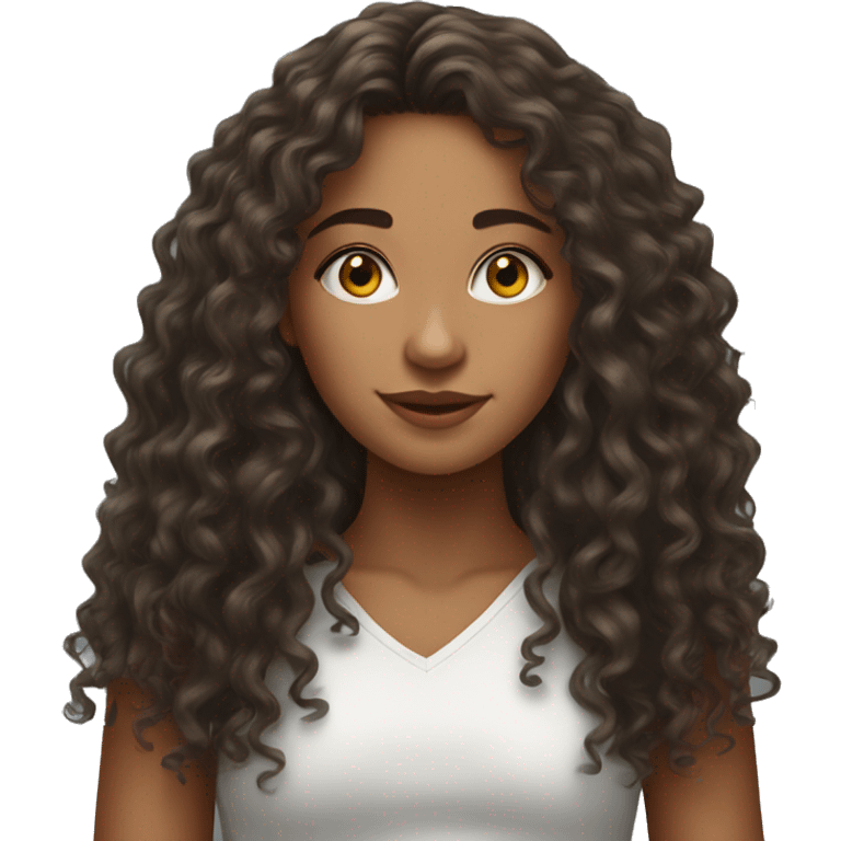 Realistic Brazilian young pretty women with a long curly hair  emoji