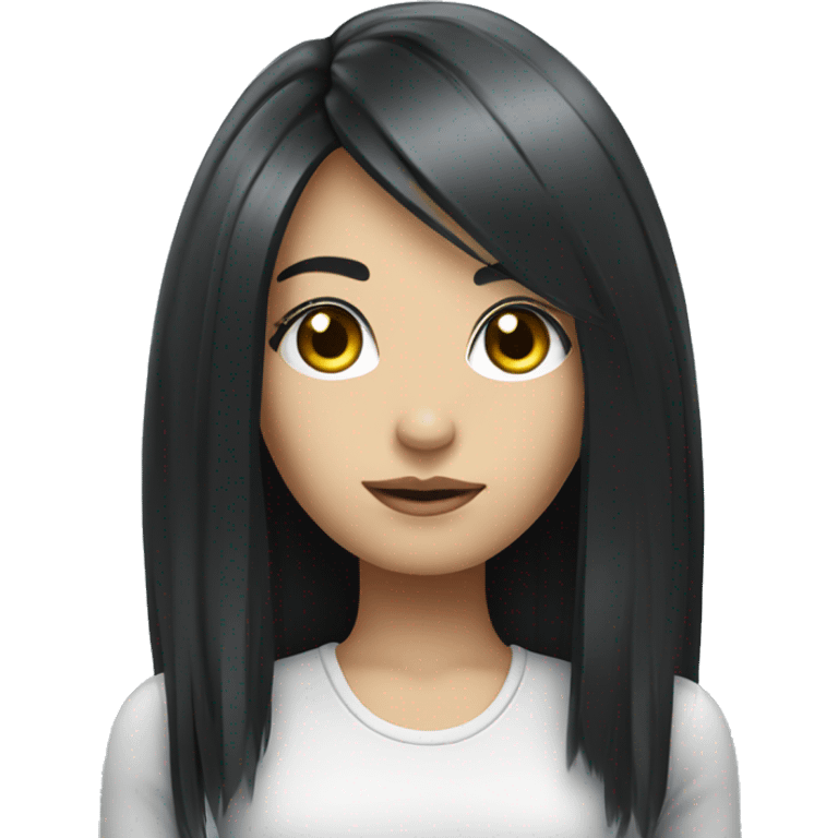 female robot chatbot with long black hair  and lashes emoji