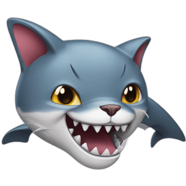 Cat with shark jaws emoji