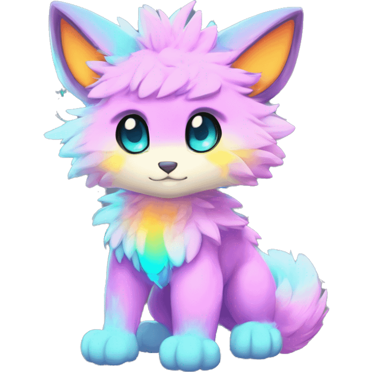 Anthro Fluffy Cool Cute Magical Elemental Shiny Colorful Neon Vibrant Colors Sparkle Kemono-style Chibi Fantasy-Animal-Fakémon-Pokémon-Hybrid Fur Sona Aesthetic Full Body emoji