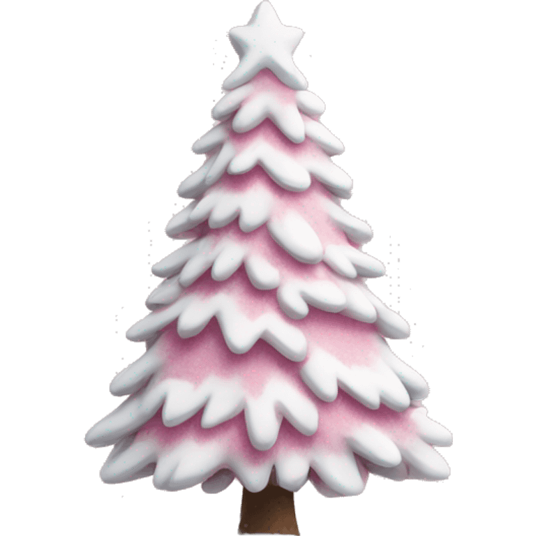 white and pink snowy christmas tree emoji