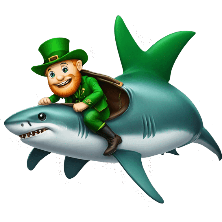 Irish leprechaun riding a shark emoji