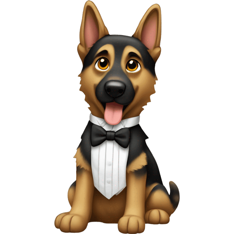 Flying German Shepard dog with white tie emoji