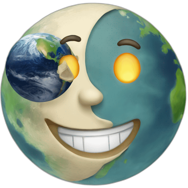 Moon and earth laughing emoji