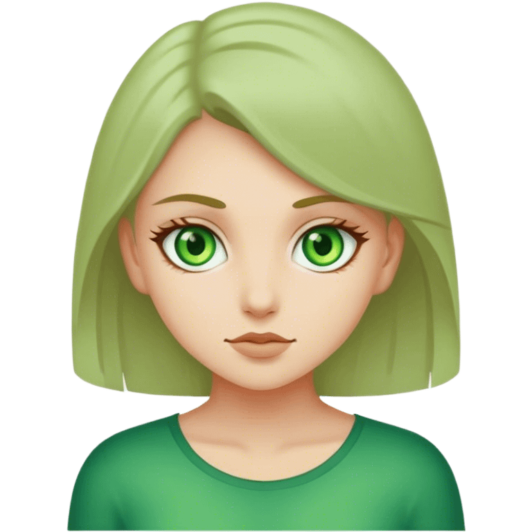 Green eyed girl indoors emoji