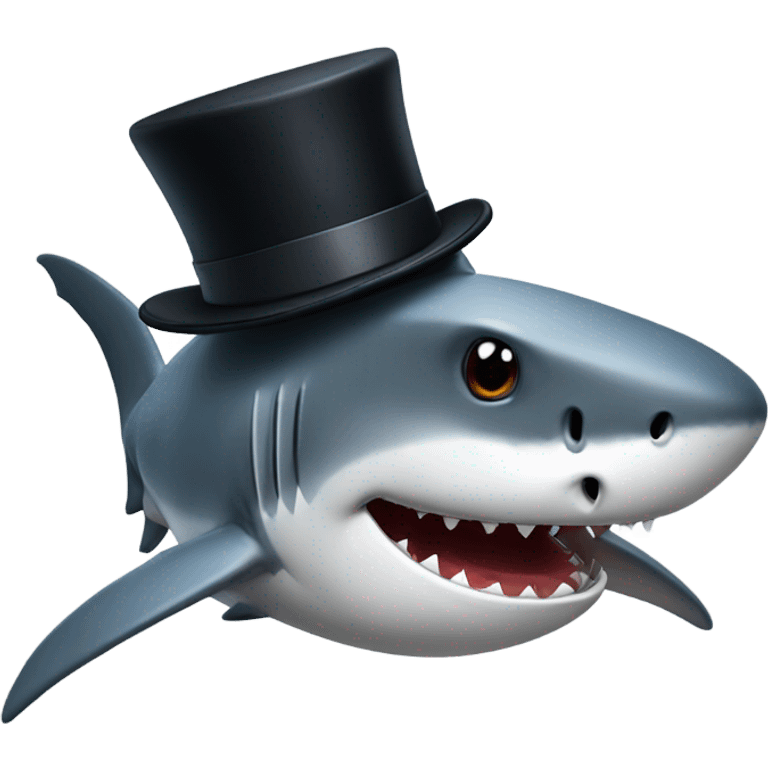 Shark with a top hat emoji