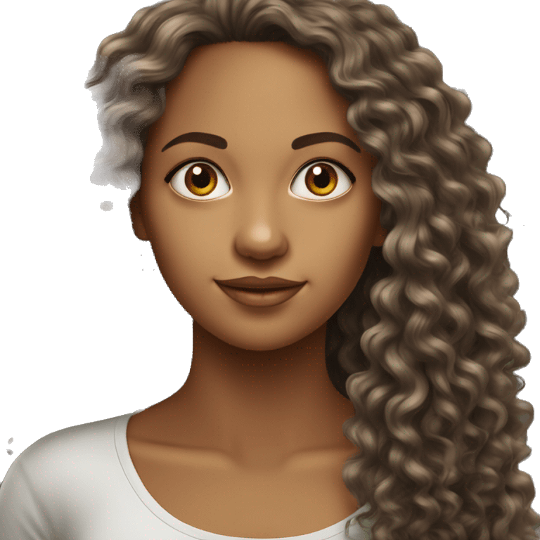 Realistic Brazilian young pretty women with a long curly hair  emoji