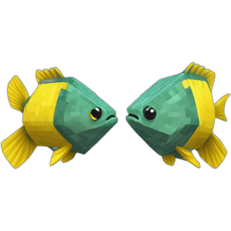 cube yellow fugu fish with two fins and tail in minecraft style full size emoji